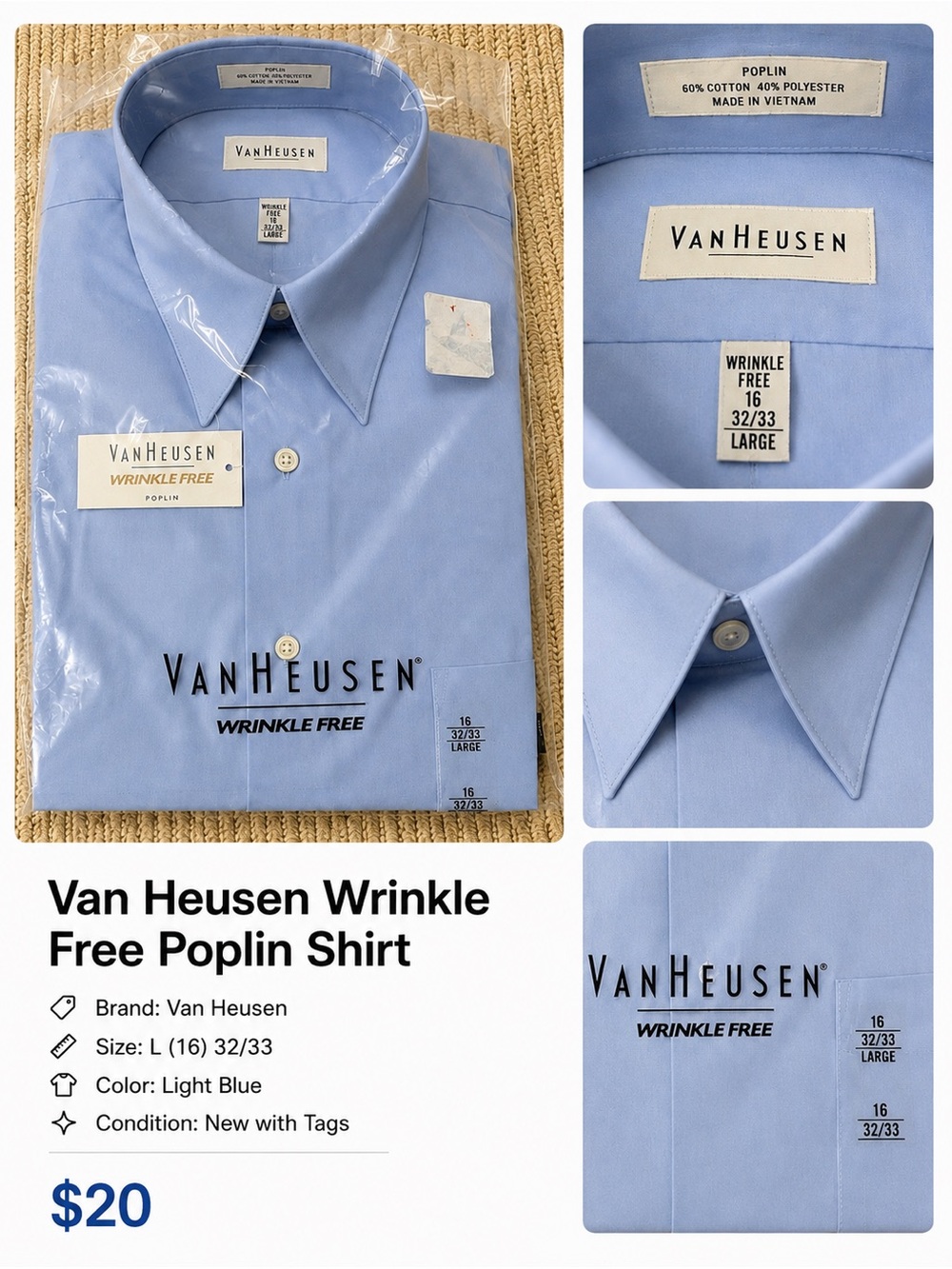 Van Heusen Light Blue Poplin Dress Shirt